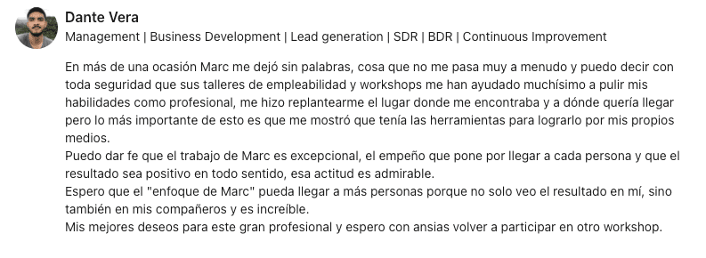Testimonio Dante - Formación #Bambuer - Bambu Lifestyle - Conscious Human Resources Consultancy